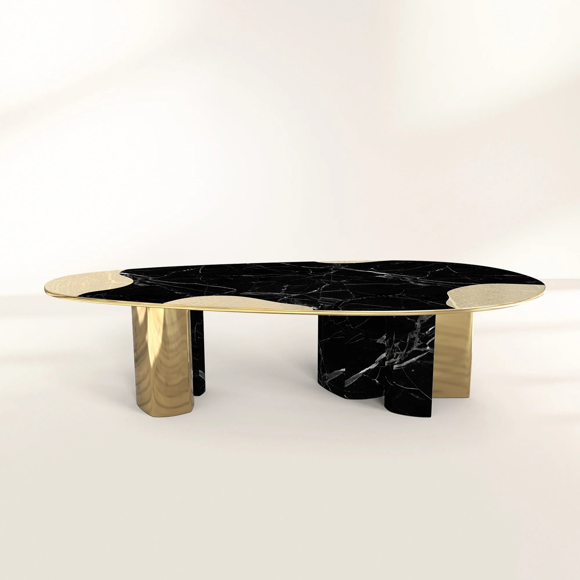 Ophelia Oval Carrara Marble & Gold Dining Table