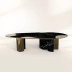 Ophelia Oval Carrara Marble & Gold Dining Table