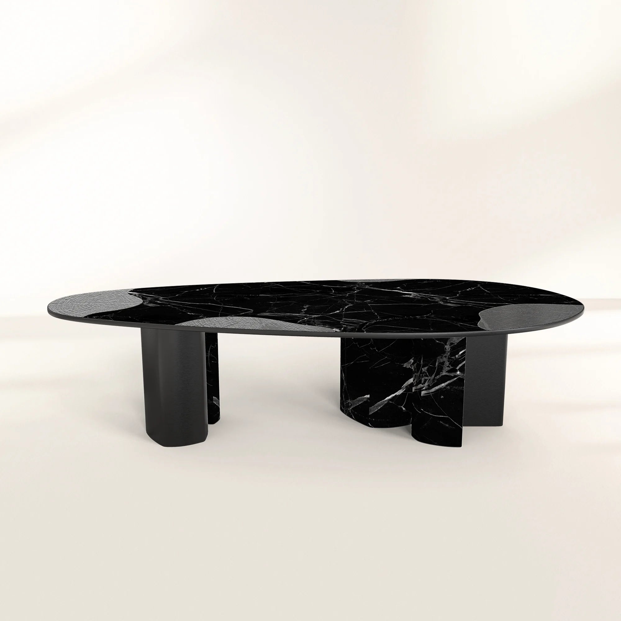 Ophelia Oval Carrara Marble & Gold Dining Table
