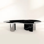 Ophelia Oval Carrara Marble & Gold Dining Table