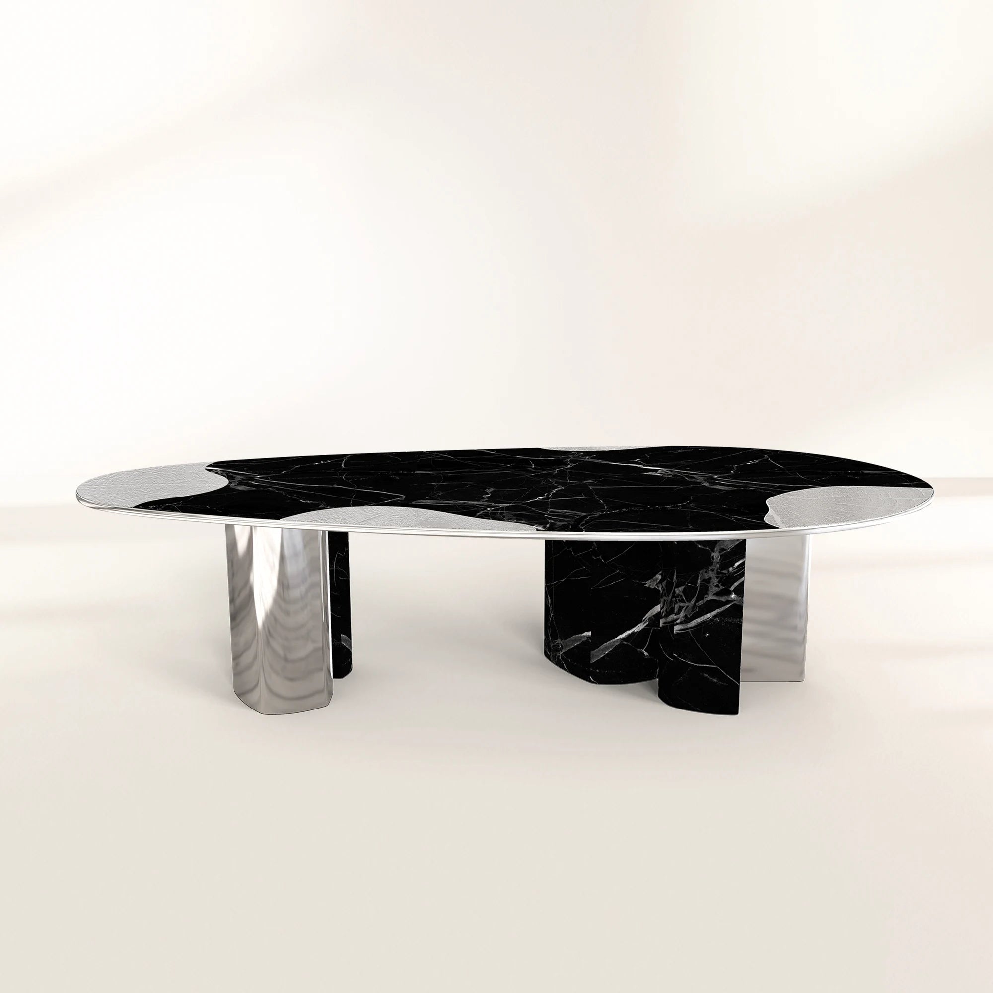 Ophelia Oval Carrara Marble & Gold Dining Table