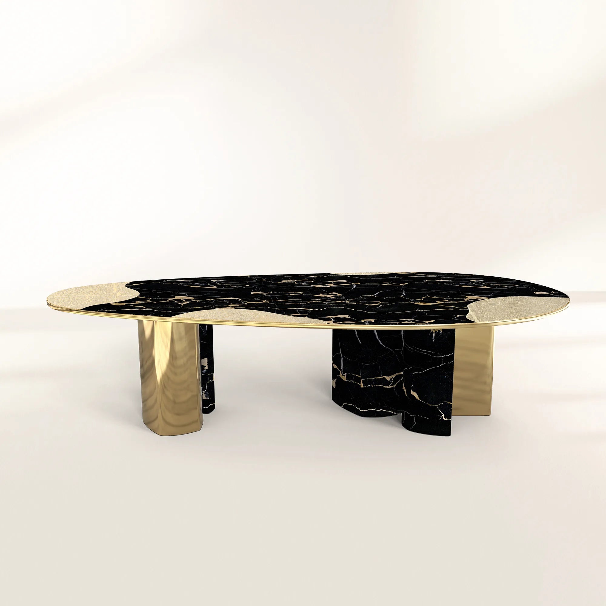 Ophelia Oval Carrara Marble & Gold Dining Table