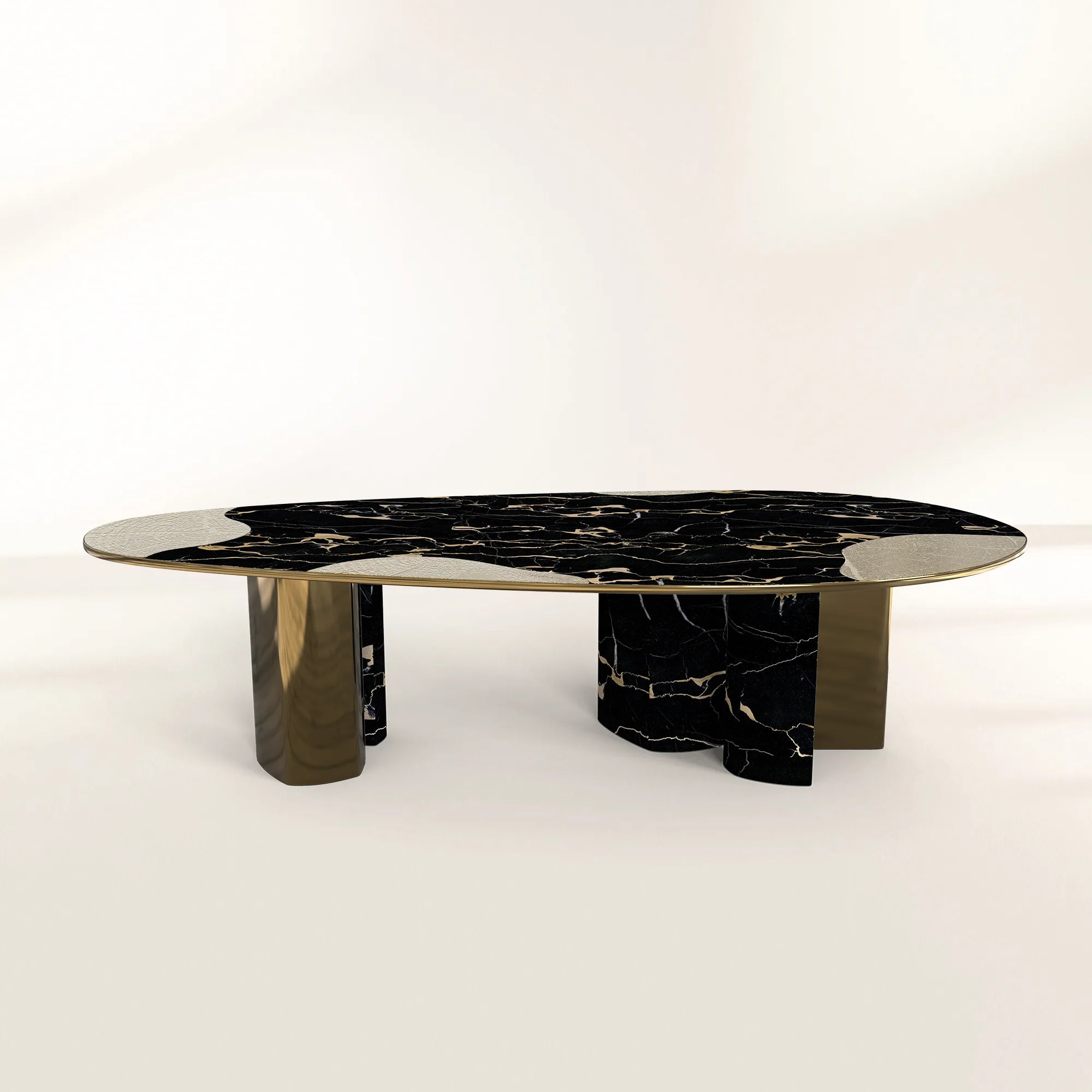 Ophelia Oval Carrara Marble & Gold Dining Table