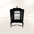 Luxury Curio Display Cabinet with Glass Panels, Mahogany Frame & Hidden Storage