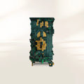 Luxury Display Cabinet with Geometric Pixel Design, Glass Shelves & Storage