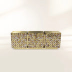 Luxury Anodized Metal Sideboard Cabinet with Pixel-Inspired Design & Hidden Storage