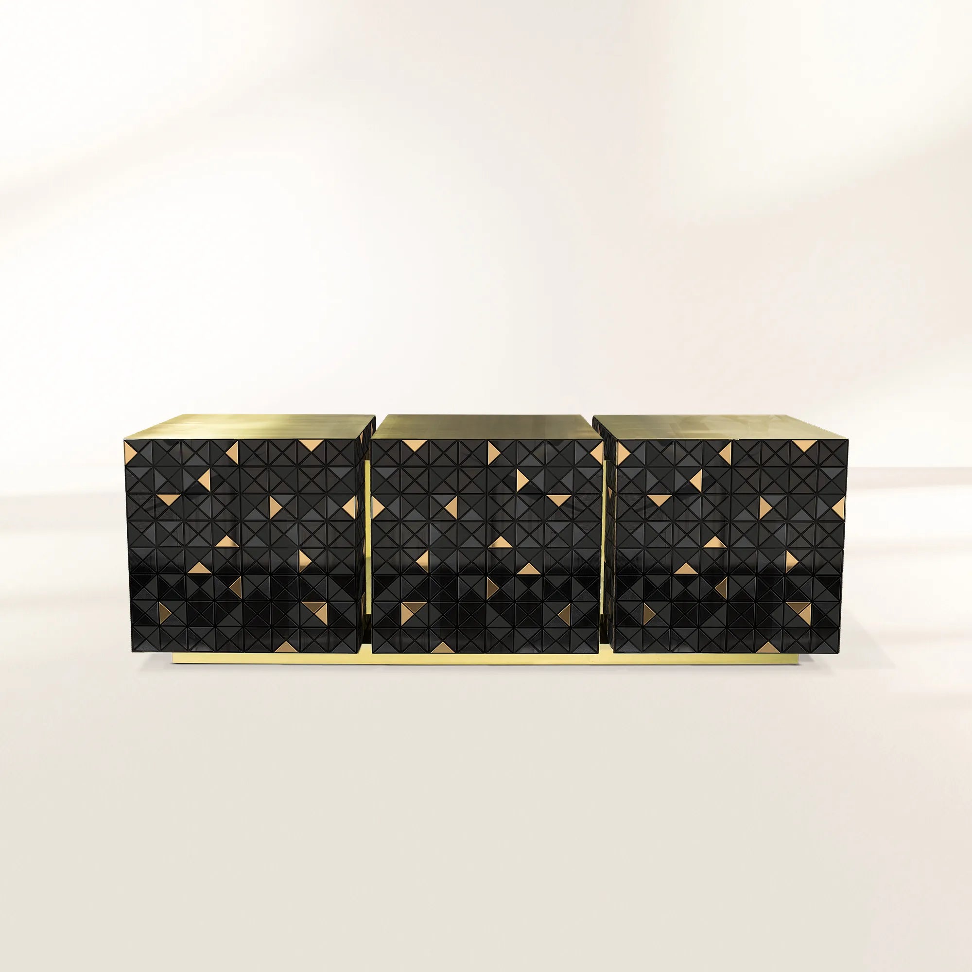 Luxury Anodized Metal Sideboard Cabinet with Pixel-Inspired Design & Hidden Storage