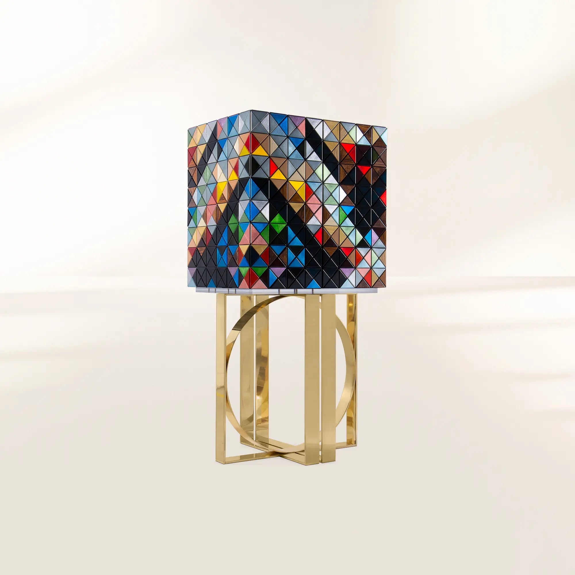 Luxury Geometric Bar Cabinet with Pixel-Inspired Design & Hidden Storage