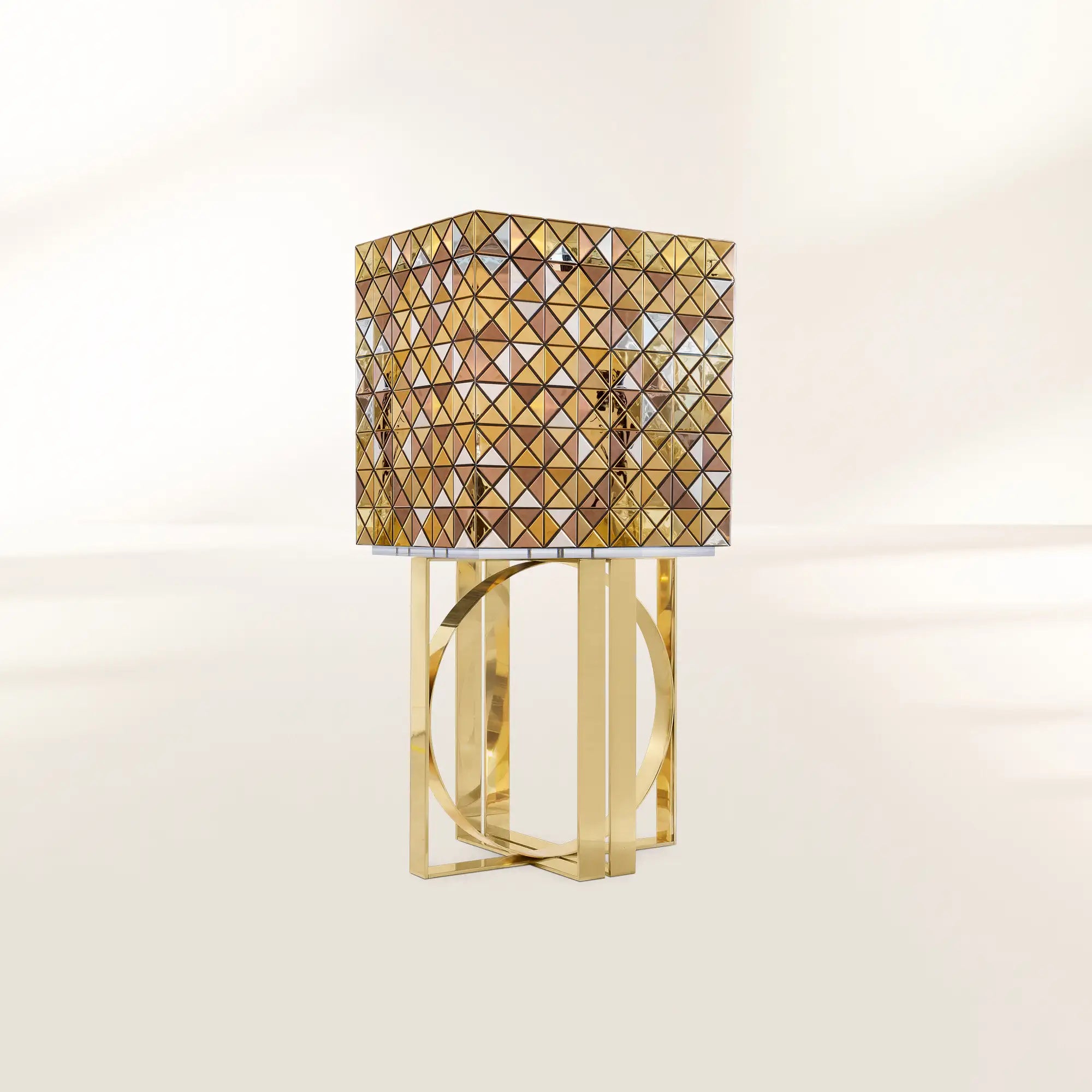 Luxury Geometric Bar Cabinet with Pixel-Inspired Design & Hidden Storage