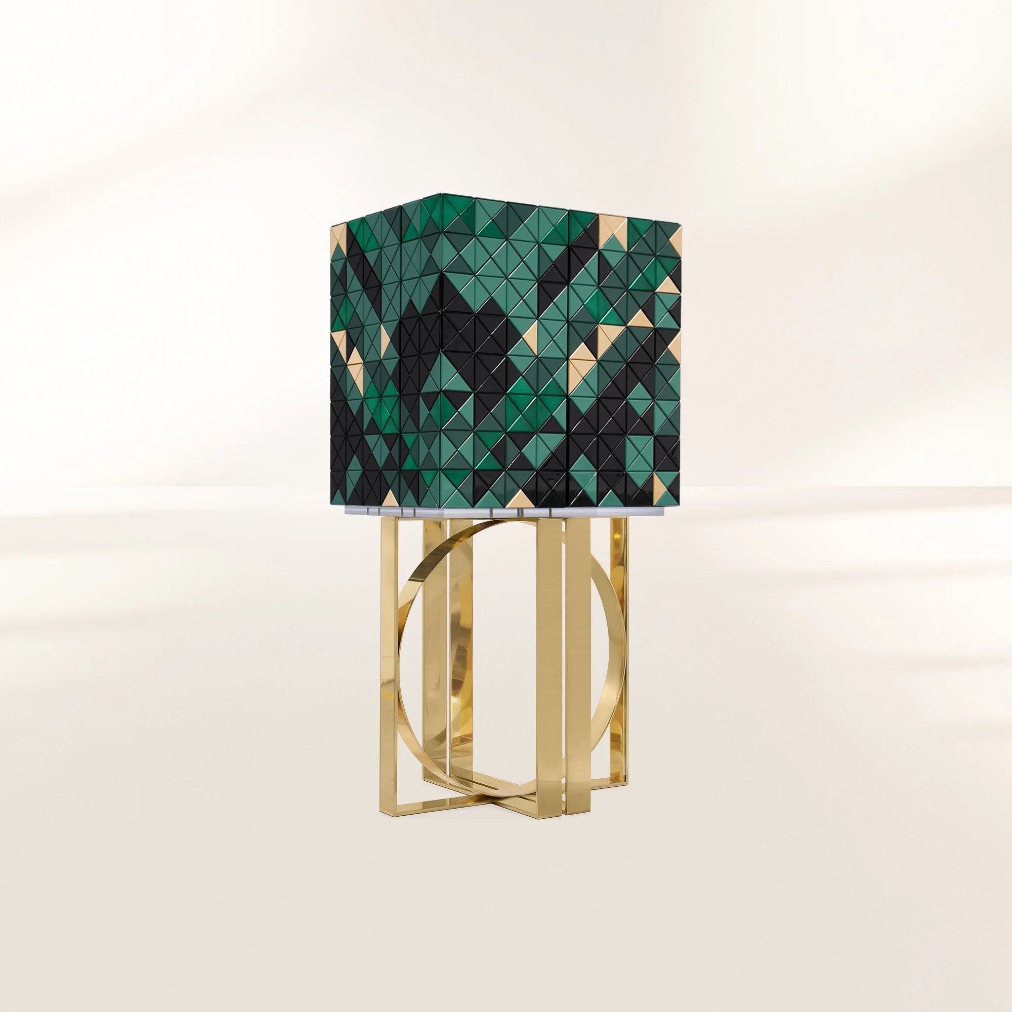 Luxury Geometric Bar Cabinet with Pixel-Inspired Design & Hidden Storage