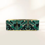 Luxury Anodized Metal Sideboard Cabinet with Pixel-Inspired Design & Hidden Storage
