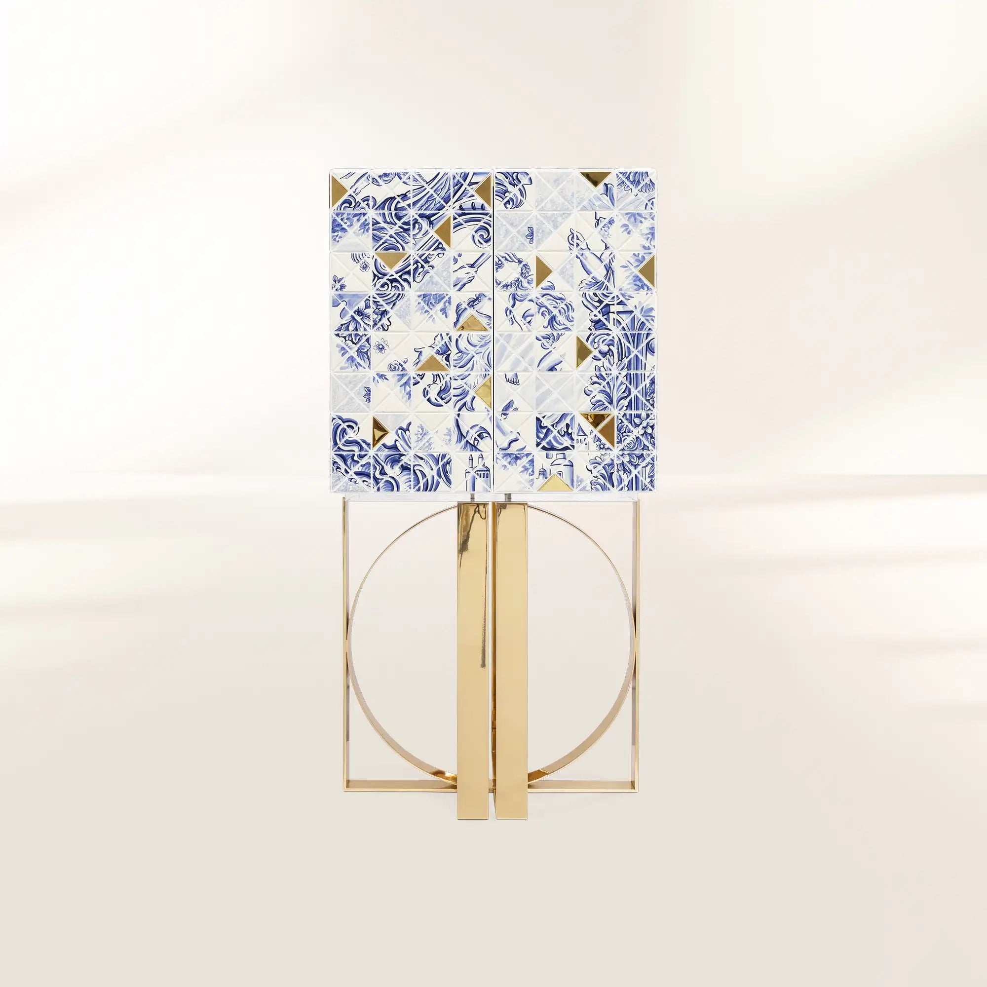 Luxury Geometric Bar Cabinet with Pixel-Inspired Design & Hidden Storage