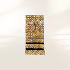 Luxury Walnut Curio Cabinet with Pixel-Inspired Design & Hidden Storage