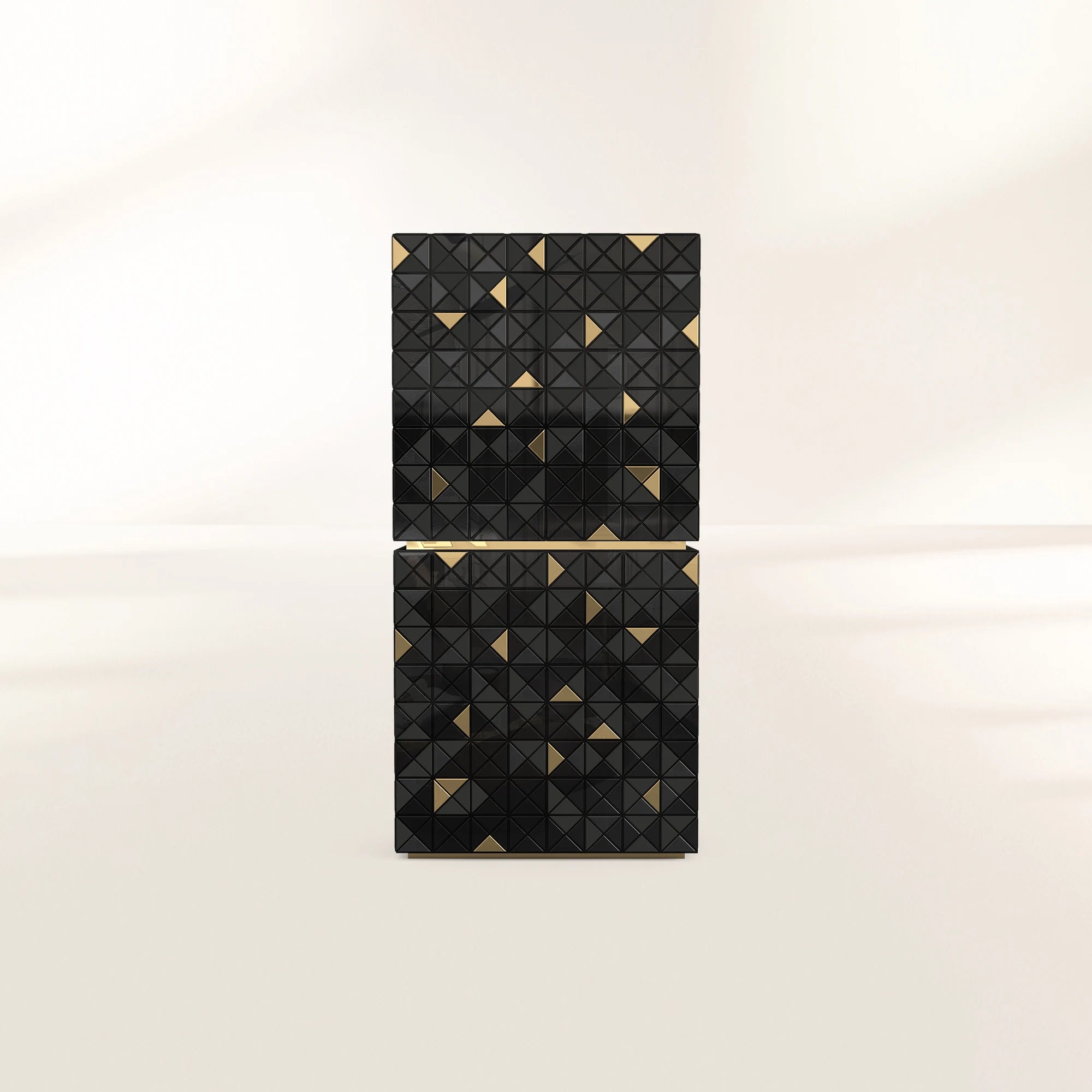 Luxury Walnut Curio Cabinet with Pixel-Inspired Design & Hidden Storage