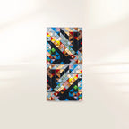Luxury Walnut Curio Cabinet with Pixel-Inspired Design & Hidden Storage