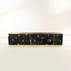 Luxury Walnut Media Console with Pixel-Inspired Design & Hidden Storage