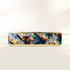 Luxury Walnut Media Console with Pixel-Inspired Design & Hidden Storage