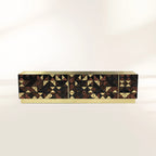 Luxury Walnut Media Console with Pixel-Inspired Design & Hidden Storage