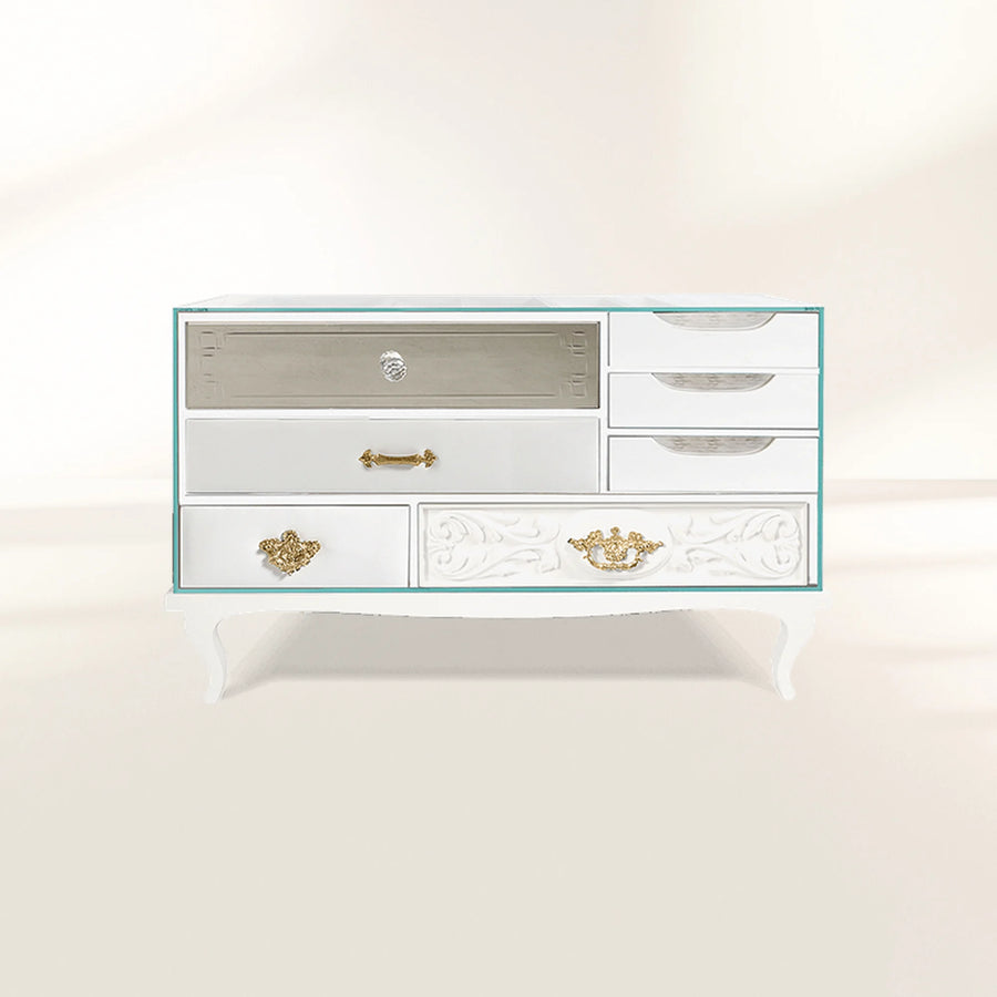 Soho White Baroque Mirrored Luxury Bedside Table