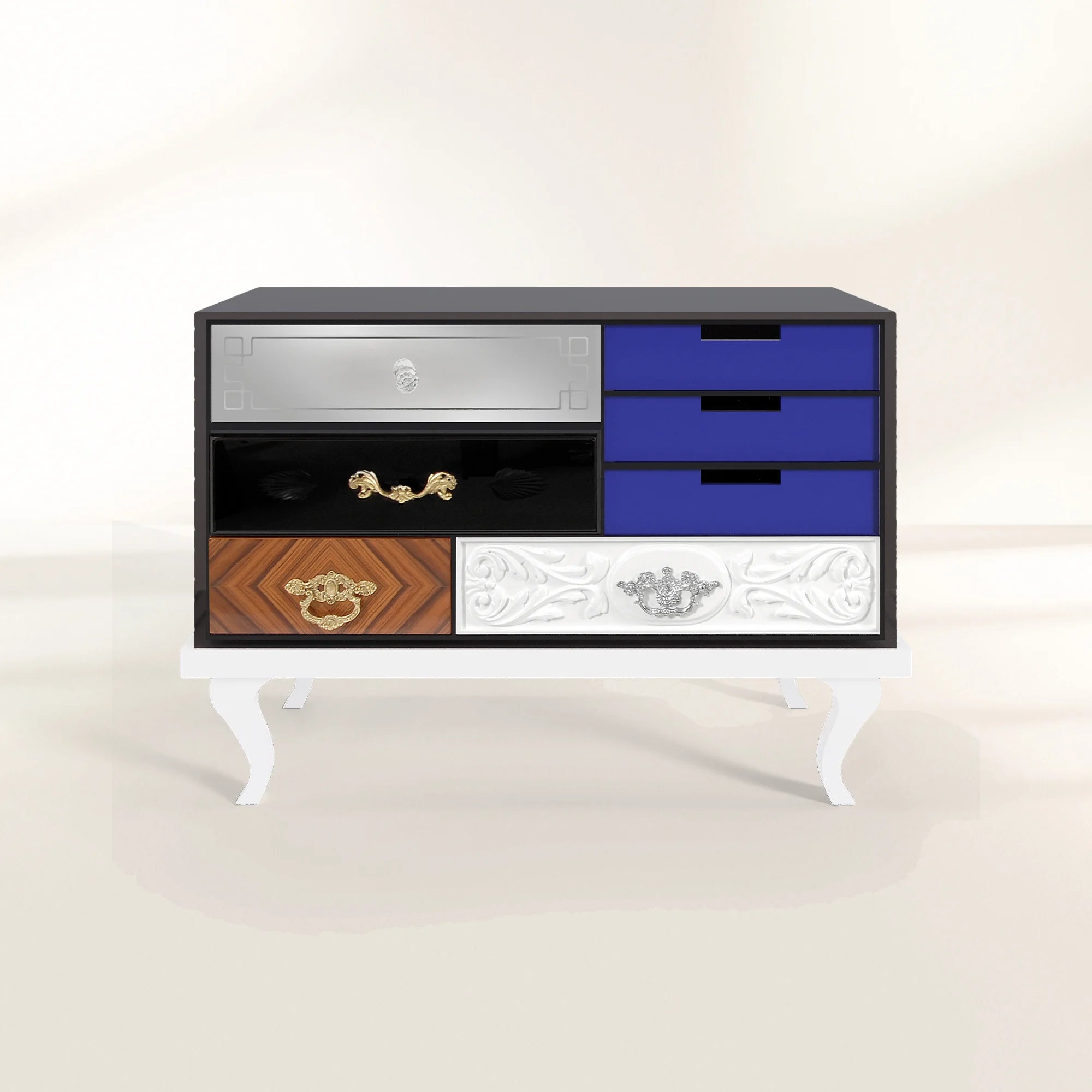 Soho Eclectic Mixed Material Luxury Bedside Table