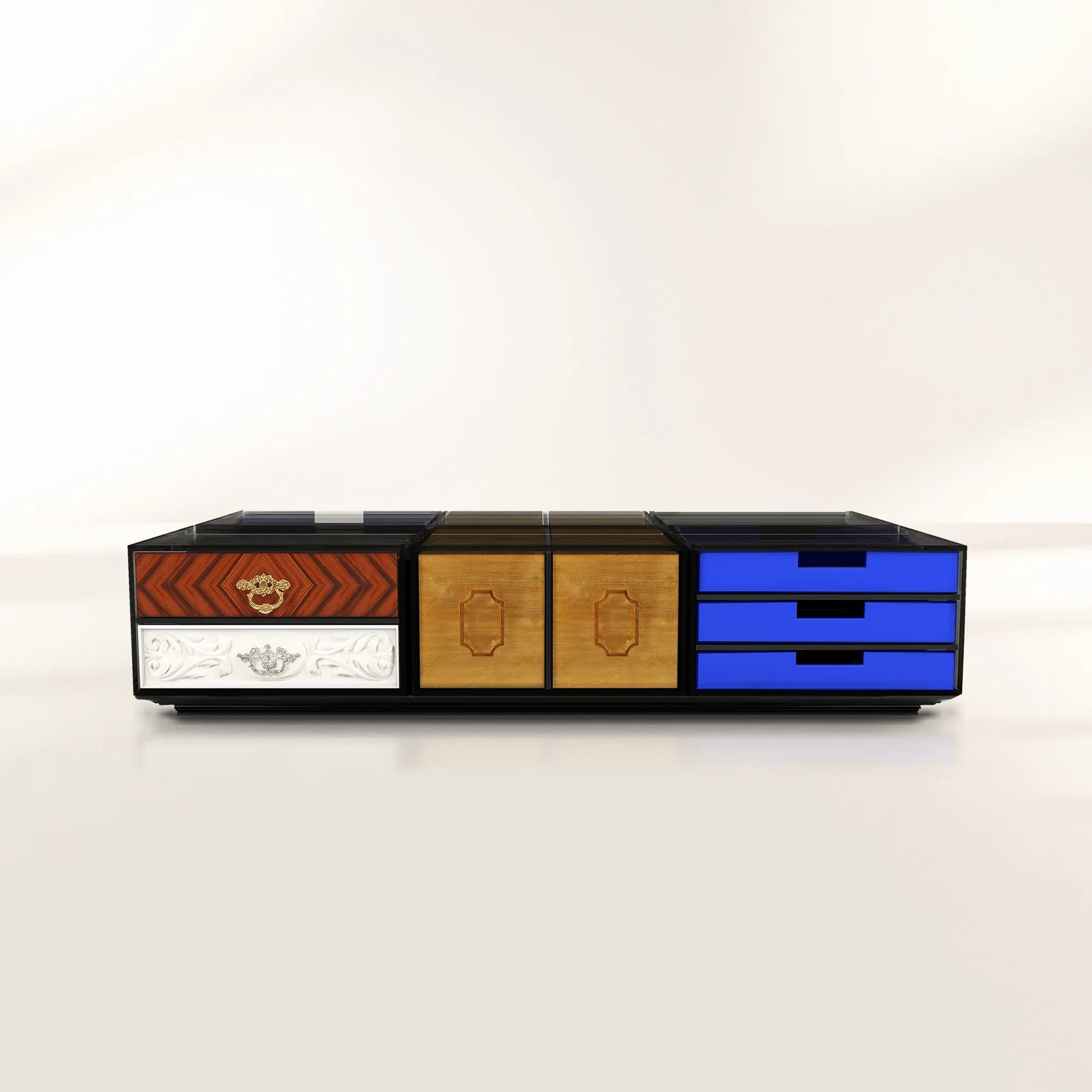 Luxury Modular Coffee Table with Geometric Design, Hidden Storage & Modern Style Center Tea Table