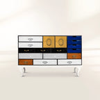Luxury Patchwork Wood Sideboard Buffet Cabinet with Hidden Storage