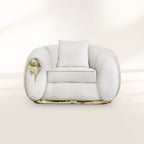 Luxury Sculptural Armchair with Polished Brass Accents & Vintage Contemporary Design