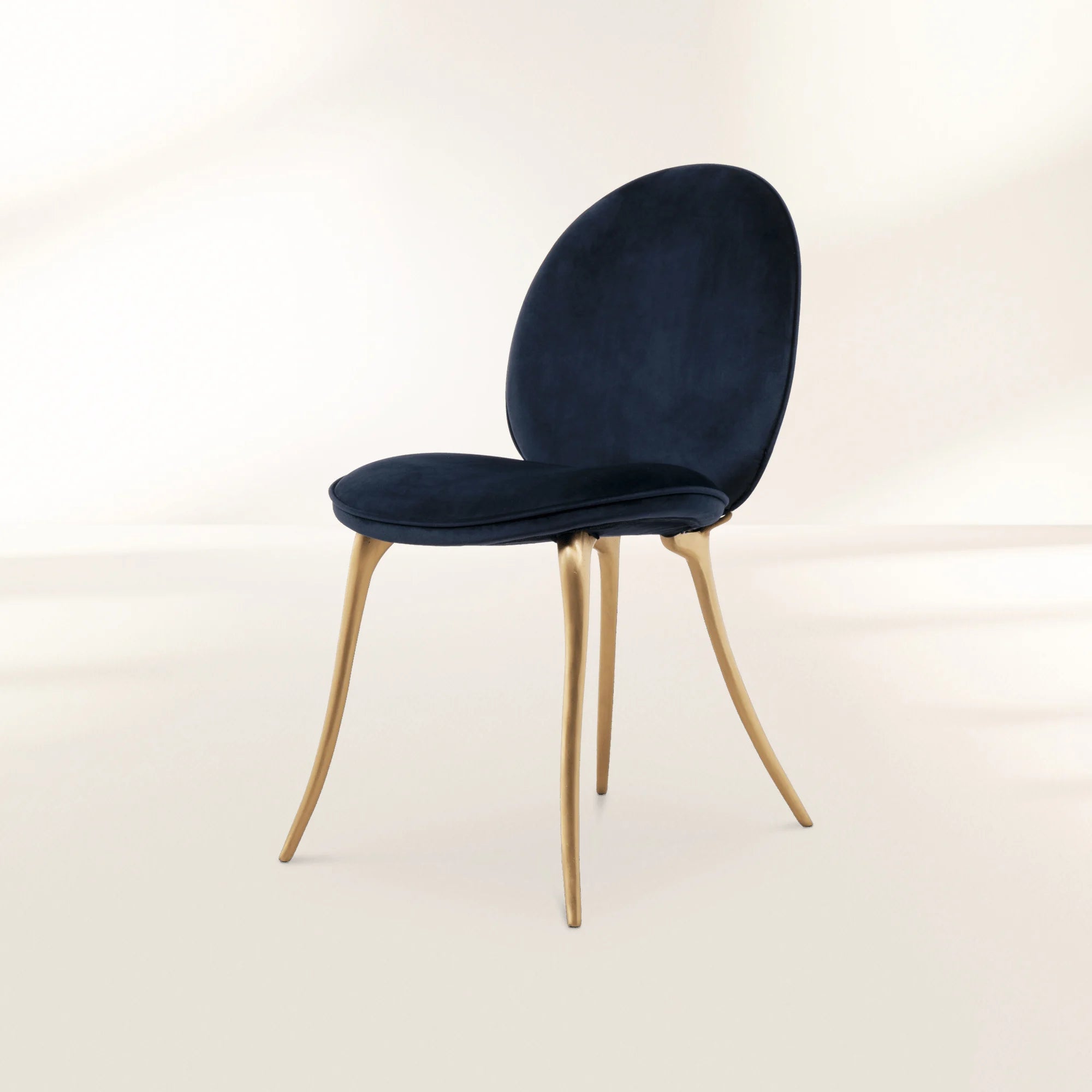 Soleil Curved Brass Modern Luxury Dining Chair