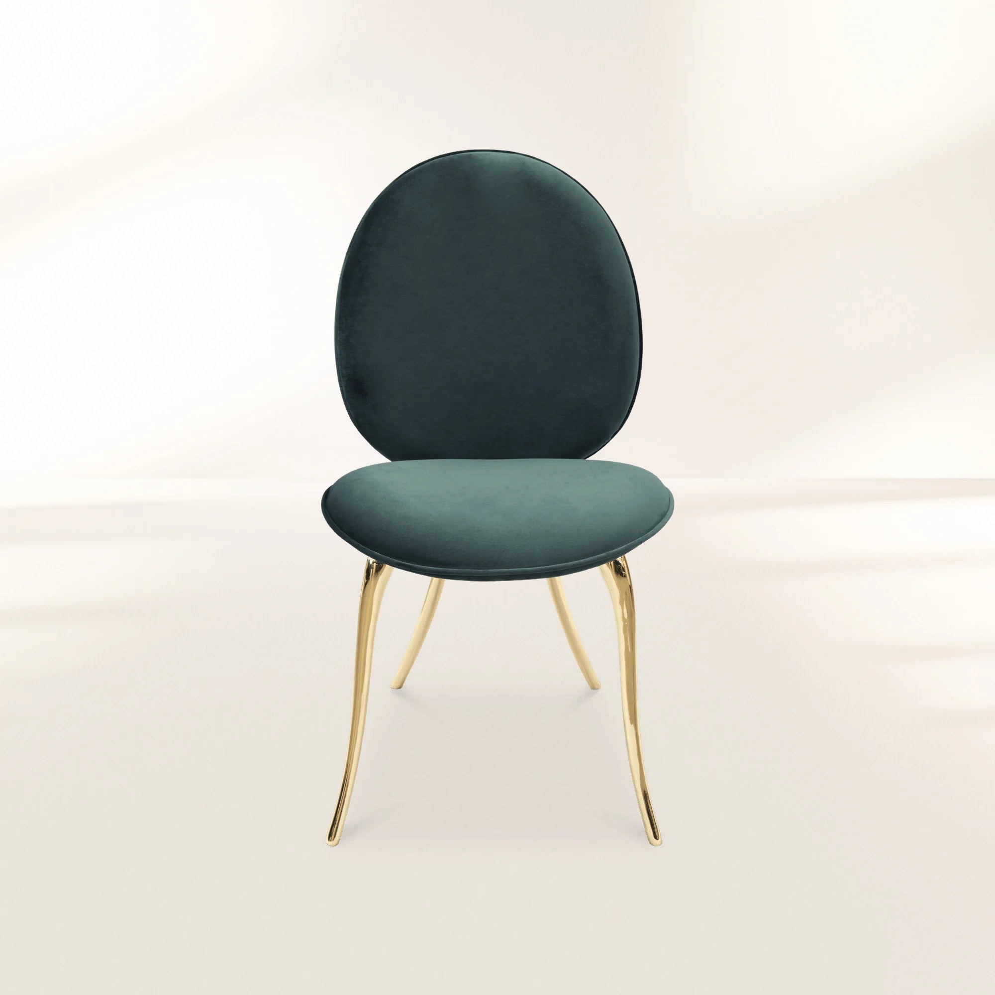 Soleil Curved Brass Modern Luxury Dining Chair