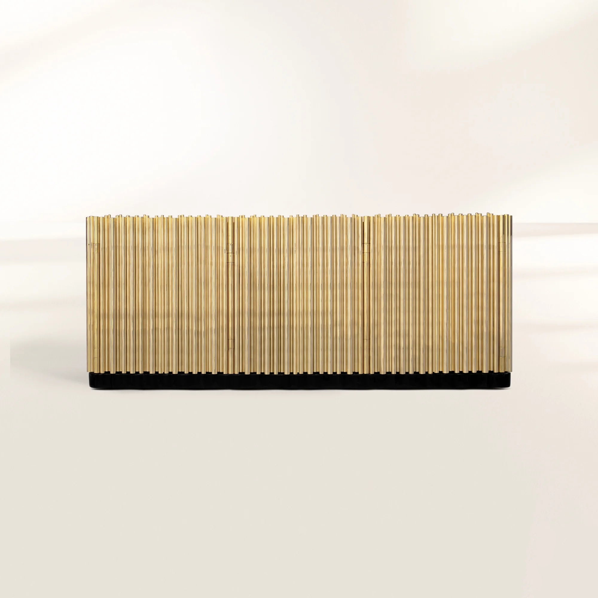 Luxury Brass Sideboard Cabinet with Sculptural Doors & Hidden Storage