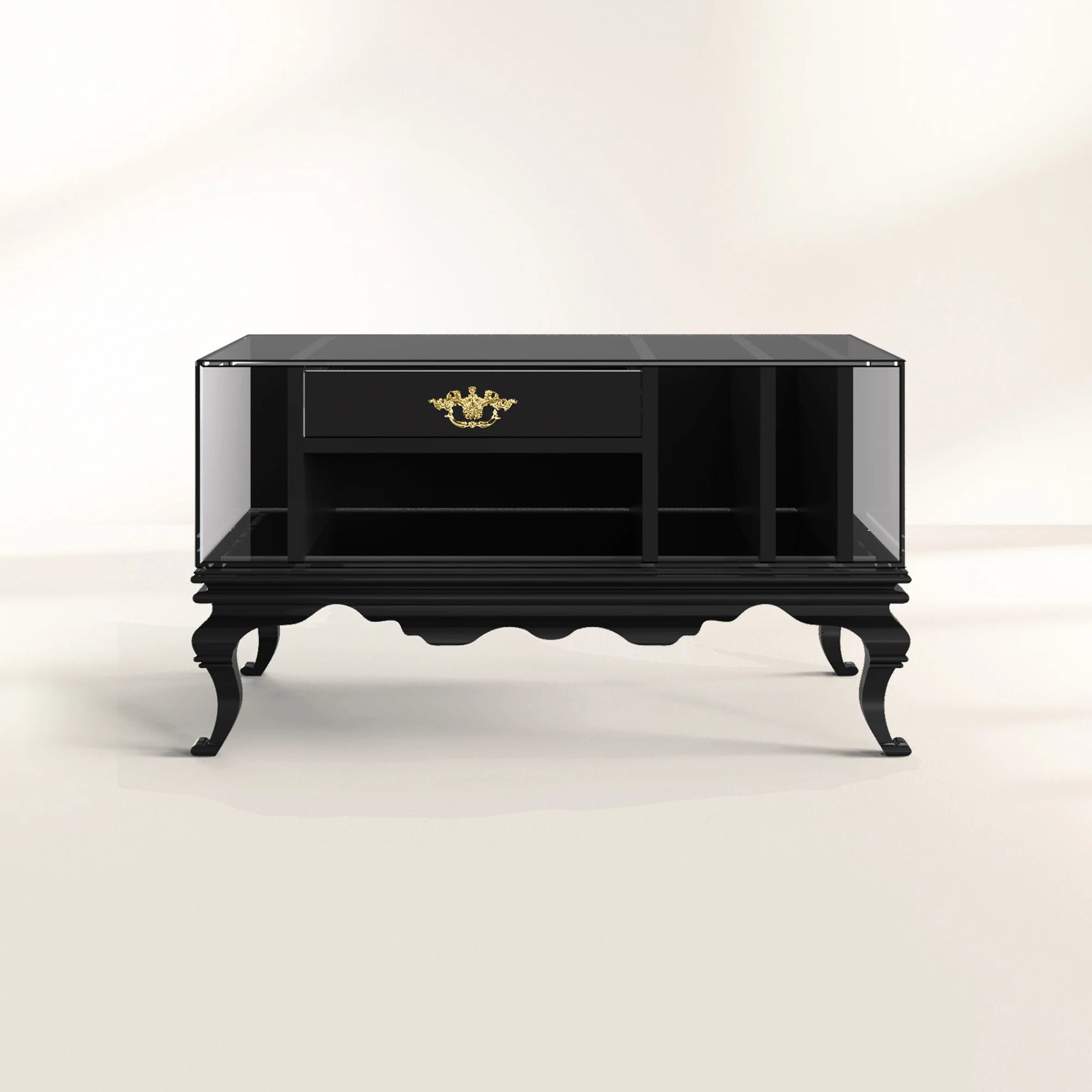 Tower Right Baroque Smoked Glass Luxury Nightstand