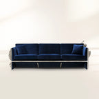Luxury Versailles Inspired Sofa with Sculpted Resin Wood Frame, Velvet Pillows & Acrylic Legs