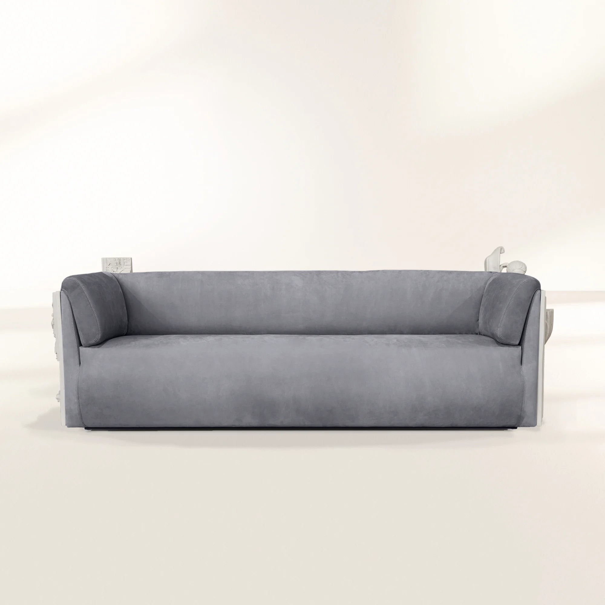 Luxury Versailles Inspired Sofa with Sculpted Resin Wood Frame, Velvet Pillows & Acrylic Legs