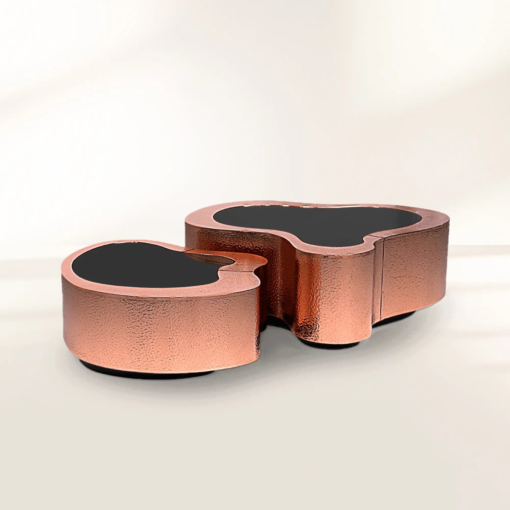 Luxury Hammered Brass Coffee Table with Wave Sculptural Design & Artisan Craftsmanship Center Tea Table