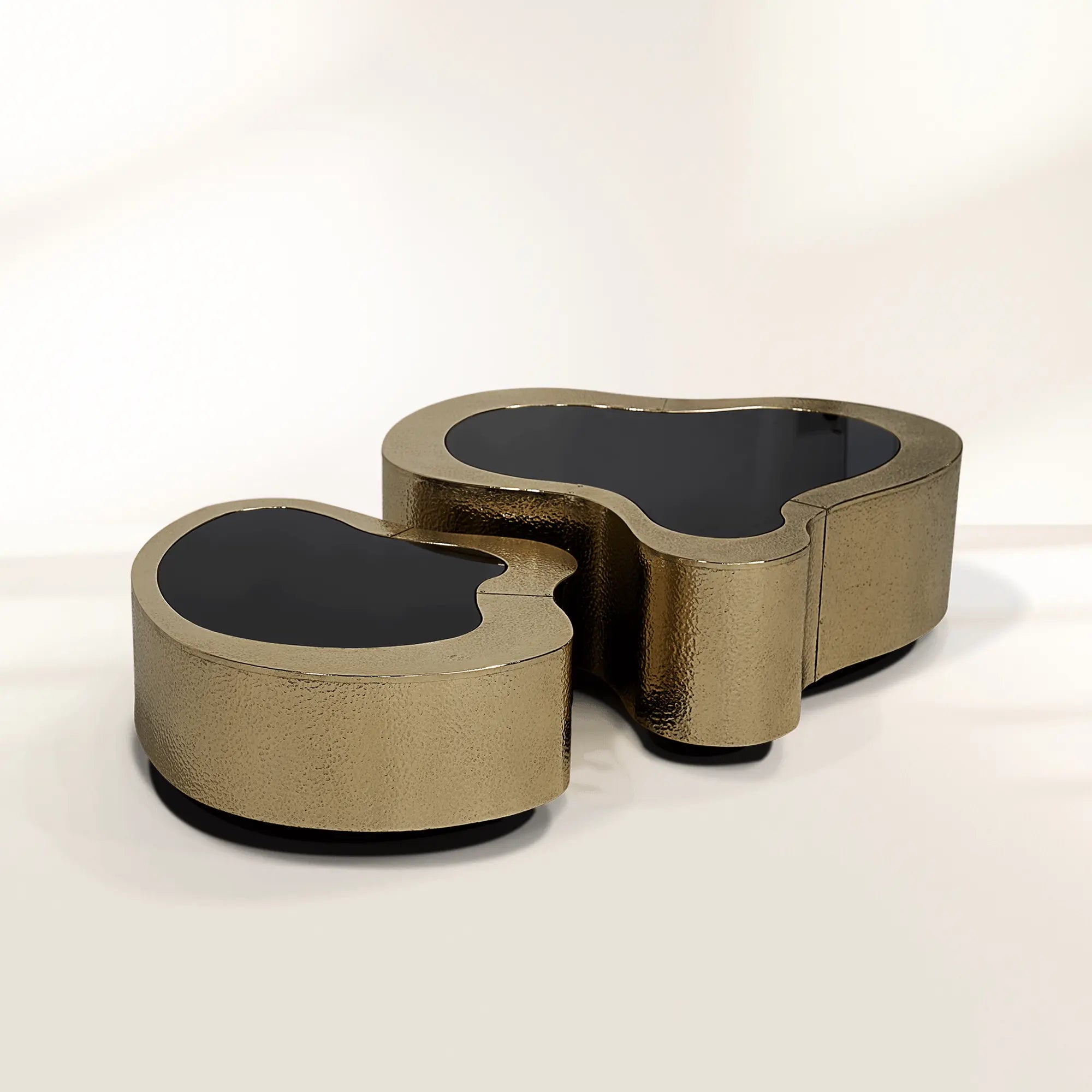Luxury Hammered Brass Coffee Table with Wave Sculptural Design & Artisan Craftsmanship Center Tea Table