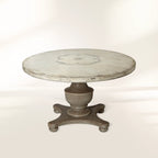 Hand-Painted Floral in Italy Poplar Wood Dining Table Biancca Center Scroll Bell’Arte Round Dining Table