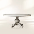 Girardi Margherita Bell'Arte Antique White Round Dining Table Hand-Painted Border Pattern