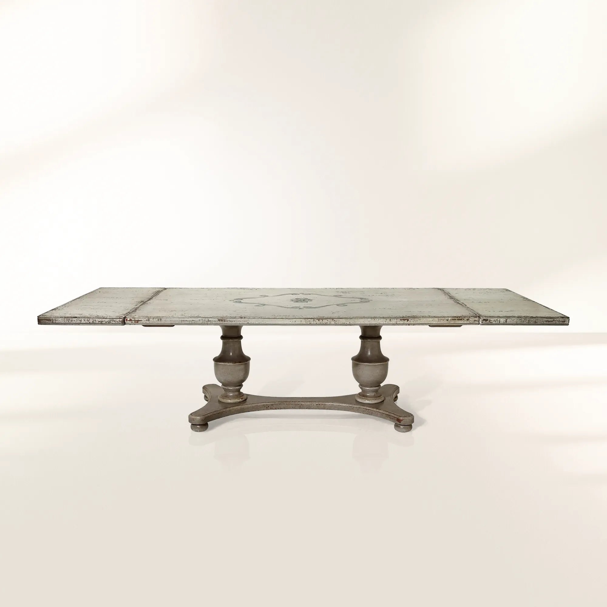 Hand painted in Italy Dual Leaf Extensions Dining Table Biancca Center Scroll Bell’Arte Wood Dining Table