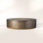 Acacius Round Coffee Table Steel within Wood Table Sofa Industrial Center Tea Table