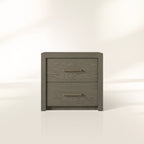 Bodhi Tall Nightstand with Solid White Oak Wood Nightside Table Bedside Two-Drawer Cabinet Rustic Style