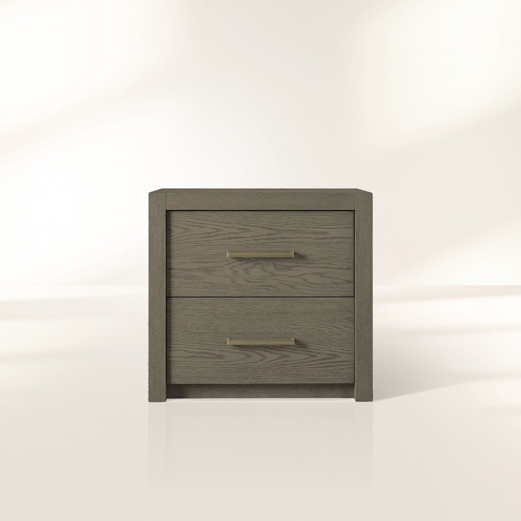 Bodhi Tall Nightstand with Solid White Oak Wood Nightside Table Bedside Two-Drawer Cabinet Rustic Style