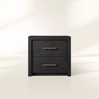 Bodhi Tall Nightstand with Solid White Oak Wood Nightside Table Bedside Two-Drawer Cabinet Rustic Style