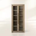 Bodhi White Oak Glass Door Display Cabinet Living Side Tall Cabinet Wood Bookcase