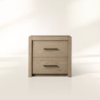Bodhi Tall Nightstand with Solid White Oak Wood Nightside Table Bedside Two-Drawer Cabinet Rustic Style
