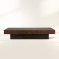 Cinzia Rectangle Burl Coffee Table Plinth-style Base  Wood Sofa Center Tea Table