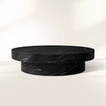 Cinzia Round Coffee Table with Natural Marble Stone Top & Plinth Base Sofa Center Tea Table