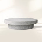 Cinzia Round Coffee Table with Natural Marble Stone Top & Plinth Base Sofa Center Tea Table