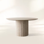 Danae Round Dining Table with Marble Stone Top Roman Column Base