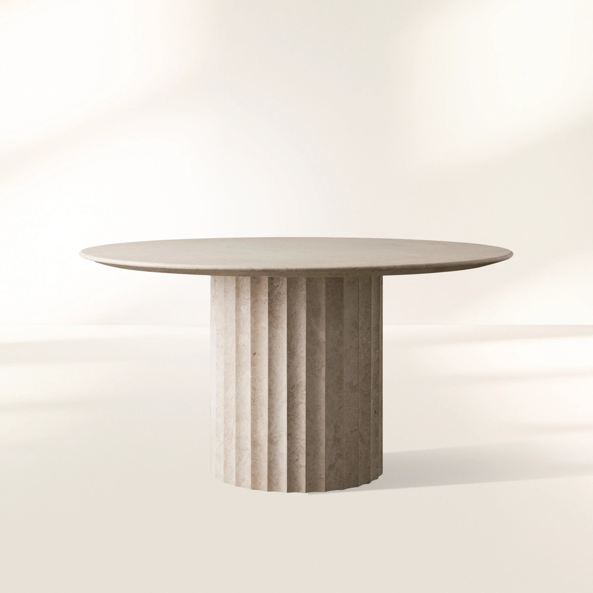 Danae Round Dining Table with Marble Stone Top Roman Column Base