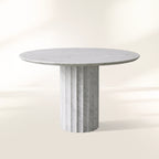 Danae Round Dining Table with Marble Stone Top Roman Column Base